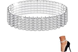 Kucheed Bracelet de Cheville en Diamant Scintillant pour Femme, Bracelets de Cheville de Bijoux de pied de D'argent de Cristal Élastique, Bracelets de Cheville
