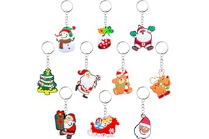 NTGFU Christmas Keyring Cartoon Keychain Pendant Santa Elk Snowman Christmas Tree Keychains Key Chain Decor Keyrings Rings Kids Xmas Party Favors Gifts Bag Fillers Supplies Christmas Stocking Fillers Gifts
