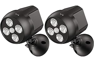 NICREW Czujnik ruchu na zewnątrz, zasilana bateriami, lampa zewnętrzna z czujnikiem, wydajne diody LED bez kabla, 2 x 4 diody LED, odporne na warunki atmosferyczne światło bezpieczeństwa na werandę,