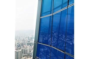 FENTIS Película de Ventana Reflectante Película de Vidrio de Espejo Azul Unidireccional Control de Calor Ventana Anti UV Tinte Plateado Bloqueador Solar Etiqueta de Ventana Rollo 44.5x200cm