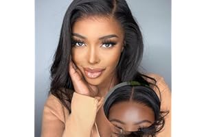 Glueless Wig Human Hair Pre-Cut Lace Glueless Body Wave Wig 180% Density Wear and Go Hotlulana 4x4 HD Lace Pre Plucked Natural Hairline Wig Upgraded For Beginners 14inch.