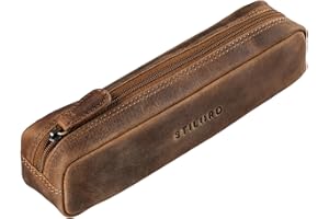 STILORD 'Preston' Skórzany Piórnik Br±zowy Vintage D³ugopisy Etui skórzane, Kolor:¶redni br±z