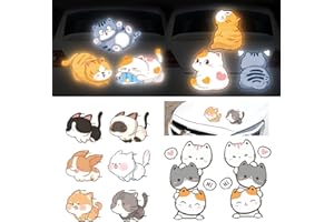 Adesivi per Auto,Mengger 18 Pezzi Gatto e Cucciolo Divertente Adesivi Auto,Impermeabile Riflettente,Adesivi per Gatti Cani dei Carino Cartoni Animati,per Animali Domestici Moto Laptop