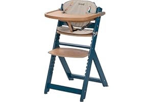 Safety 1st Chaise Haute pour bébé en Bois et Evolutive Timba avec coussin Petrol Blue