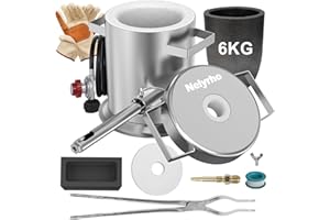 Nelyrho Schmelzofen-Set, 6 kg, Edelstahl-Gießerei mit Tiegel, Tiegelzange, Handschuhen, ideal zum Schmelzen von Gold, Silber, Kupfer und Aluminium, Metall-Recycling-Gusswerkzeug