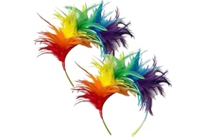 PFLYPF 2 pièces arc-en-ciel plumes chapeaux mignons bandeaux fête chapeaux créatifs et pratiques cheveux accessoires bandeaux pour femmes
