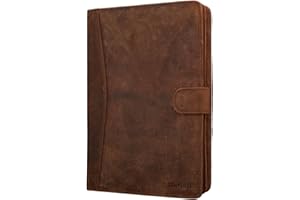 STILORD 'Cohen' Portafolios A4 de Cuero Carpeta de Documentos Portadocumentos Vintage Organizador de Conferencias con Cremallera de Piel