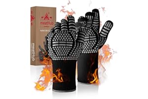 HUBDIC HubiCare Grill Gloves Heat Resistant Fire Resistant Oven Gloves Hand Protection Grill Gloves, 1472°F/800°C Heat Resistant Oven Gloves for Grill, Oven, Cooking, Soldering (Grey)