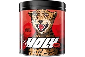 HOLY Energy Gaming Booster 'Cherry Cheetah' avec poudre au goût de cerise| 50 portions avec NewCaff & extrait de thé vert | Focus Drink | Vegan avec arômes de fruits 100% naturels