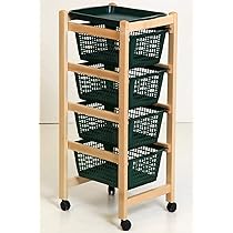 BAKAJI Carrello Da Cucina Con 5 Ripiani | Cestelli Apribili, Ruote Girevoli | Acciaio E Plastica