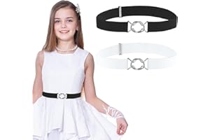 Amaxiu 2 Pièces Ceinture Élastique pour Enfants Filles Garçons, Ceinture Extensible Ajustable Invisible avec Boucle Plate, Ceinture étroite pour Jeans Pantalons Robes