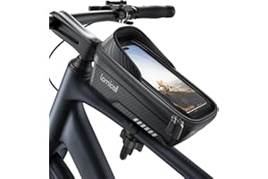 Lamicall Waterproof Bike Frame Bag - [1s Remove & Install] 2025 Bicycle Phone Pouch with Reflective Strip Sun Visor, Crossbar Top Tube Stem Bag for Mountain Bike Cycling, TPU Screen for Phone up to 7”