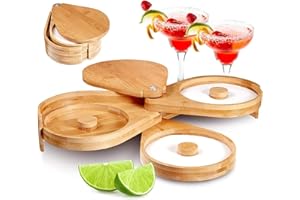 AOOGON Margarita Sale Rimmer Qualità 3 Piani Rotanti Vassoi Sale Zucchero, Lime, Succo di Succo, Bar, Rimmer, Ideale per Margarita e cocktail