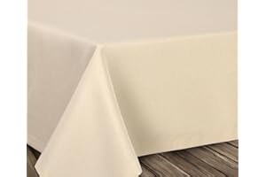 ‎BEAUTEX BEAUTEX fleckenabweisende und bügelfreie Tischdecke - Tischtuch mit Lotuseffekt - Tischwäsche in Leinenoptik, Eckig 135x200 cm, Creme