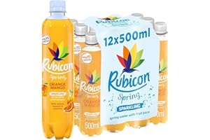 GENERIC Rub-Icon Spring Orange and Mango, Sparkling Spring Water with Real Fruit Juice & Natural Flavours, Refreshing Hydration & Delicious Fruity Flavour 12 x 500ml Bottle by Kandy Collection