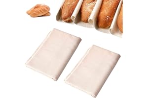 BUTYEAK Tela Fermentacion Pan,Paño de Lino Panadero,2 Piezas 45*75cm Paño de lino para Hornear,Tela Panadero de Lino Natural Tela Fermentada,100% Algodón Natural Para la Preparación de la Masa y la Cocción