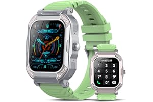 xinwld Smartwatch Uomo, 1.85" Orologio Smartwatch Uomo con Chiamate e Risposta, 113 Modalità Sport Cardiofrequenzimetro Sonno Smart Watch, IP68 Contapassi Orologio Sportivo, Fitness Tracker Verde