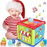 Gzolxkwin Giochi Bambini 1 Anno 6-in-1 Educativi Cubo di attività Giochi Montessori 1 Anno 12 18+ Mesi Shape Sorter Pianofort