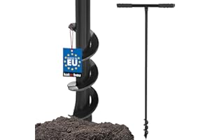 KOTARBAU® Ahoyadora Manual 50 mm, Taladro de Tierra Manual, Perforadora de Suelo con Mango en T Antideslizante, Barrena de jardín, Perforador de Mano, Broca Espiral de Tierra, Plantador Cavahoyos