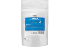 Mr.P Ingredients Agar Agar 100g Refill Pack en Polvo Gelatina Reemplazo Ideal Para Preparar Jaleas y Mousses Vegano Vegetariano Halal Kosher No-OGM