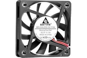 GDSTIME 5V 60mm Fan Small 60mm x 10mm DC Brushless Cooling Fan 2 Pin Dual Ball Bearing 3500 RPM 14.3 CFM 6010 For 3D Printers Heatsinks Inverters DVRs or Small fans Replacement