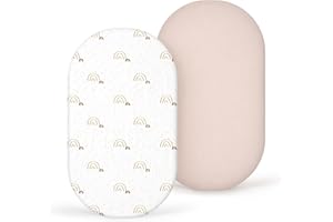 ‎LULUMOON lulumoon Musselin-Baumwolle Spannbettlaken 90x40 cm: 2er Set Kinderwagen Bettlaken Stubenwagen Matratzenbezug für Babybett und Beistellbett (Regenbogen Rosa)