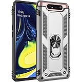 JMstore Cover Compatibile con Samsung Galaxy A80 con Schermo Vetro temperato,Anti-Drop Custodia Anello Supporto Girevole (Arg