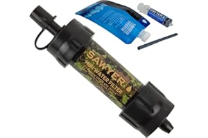 Filtre à Eau Sawyer Mini PointONE pour l'extérieur - Élimine 100% des microplastiques et 99,99999%* de Toutes Les bactéries -