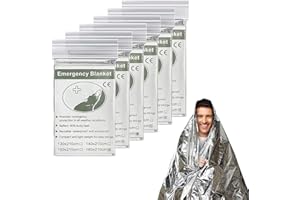 LAFECUW Emergency Blanket (6-Pack) ,Emergency Foil Blanket– 83" x 63" (210 x 160 cm) Survival Reflective Thermal Blanket Perfect for Outdoors, Hiking, Survival, Marathons or First Aid, Emergency Supplies