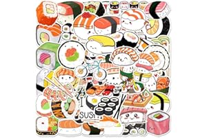 CANVERLENS Pegatinas de Lindo sushi 50 uds, pegatinas de vinilo de decoración estética para álbum de recortes, ordenador portátil, niño, adolescente, niña