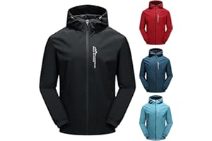 Duohropke Veste de pluie pour homme imperméable et respirante - Veste softshell - Veste de travail - Grandes tailles - Veste à capuche - Coupe-vent - Veste softshell - Veste de randonnée