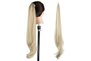 IMISSU Extensiones de cola de caballo de cabello flexible Postizos Peluca de cola de caballo para mujeres (Piano Sucio Rubia)