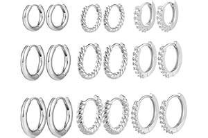 ALEXCRAFT 9 paires boucles d'oreilles de créoles en or véritable 14k plaqué or petites pour femmes, hypoallergénique cartilage Huggie créoles avec AAA+ zirconium Twist Piercing boucles d'oreilles