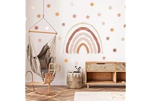 funlife Grandi Arcobaleni Colorati Adesivi Murali, Autoadesivo Adesivi da Parete Boho Cuore, Sticker da Muro Boho Stelle per Bambini Ragazze Camerette Camera da Letto Asilo Nido Decorazione