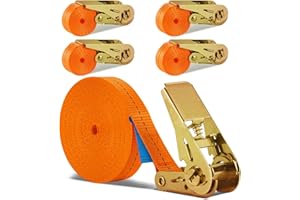 MOYKSRR 4 Pièces Sangle à Cliquet, Sangle d'Arrimage avec Tendeur, Sangle a Cliquet 6M x 25MM, Sangle d'Arrimage à Cliquet - Charge Maximale 800 kg pour Moto, Cargaison, Remorque, Camions, Bagages