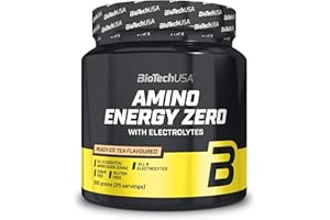BioTechUSA Amino Energy Zero with Electrolytes | Pre-workout | 9 aminoacidi essenziali | Caffeina | Senza zucchero, senza glutine, 360 g, Tè Freddo Alla Pesca
