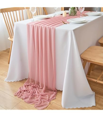 6 Runner Tavola In Garza Rosa Chiaro - Per Matrimoni, Feste E Decorazioni - Foto 10