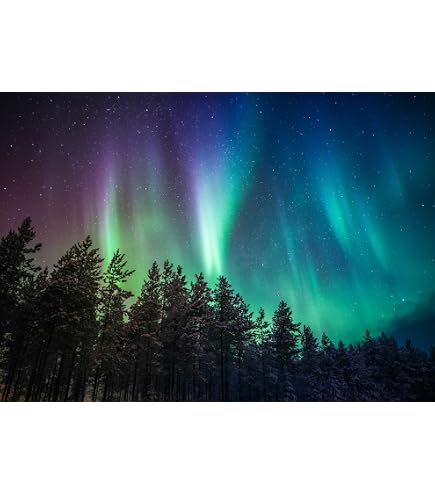 BELECO Nordlichter Wandteppich 277x178 Cm – Aurora Borealis, Winterlandschaft