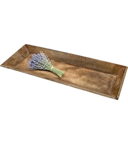 Vassoio Decorativo In Legno Di Mango - 58x20 Cm, Bordo Alto, Per Composizioni Natalizie E Centrotavola