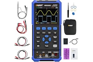 OWON HDS2202S 3-in-1 Hand Oscilloscope, 200 MHz Bandwidth USB Type C with 3.5 Inch LCD Display, 20,000 Counts Digital Multimeter, 2 Channel Digital Oscilloscope and 1 Channel Waveform Generator