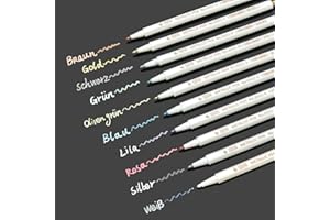 Willingood Metallic Marker Pens Kreidestifte[10 Farben] für Gästebuch, Coloring Bücher DIY Photo Album Dekoration auf jeder Oberfläche-Papier, Gummi, Glas, Plastik, Keramik und mehr, Permanent Marker