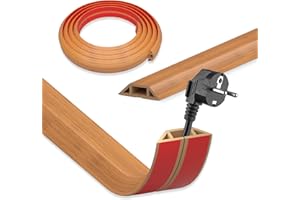 DIKARIYA DIKARYA Canalina Passacavi Pavimento Legno, 1Mx4cm Protezioni per Cavi a Pavimento Flessibile Copricavi Autoadesivo PVC Passacavo a Pavimento Canalina per Cavi di Alimentazione a Casa, Ufficio, Scuola