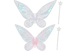 Goenb Lot de 2 paires d'ailes de fée pour adultes et enfants - Ailes de fée pour femme et adulte - Costume de carnaval - Pour carnaval, anniversaire, Halloween, Noël, jeux de rôle - Comic Con à thème