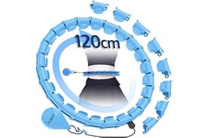 JLoibao Weighted Hula Circle Hoop for Adults weight loss, Infinity Fitness Hoop Plus Size 66-120cm, 24 Detachable Links, Exercise Hoop Suitable for Women and Beginners