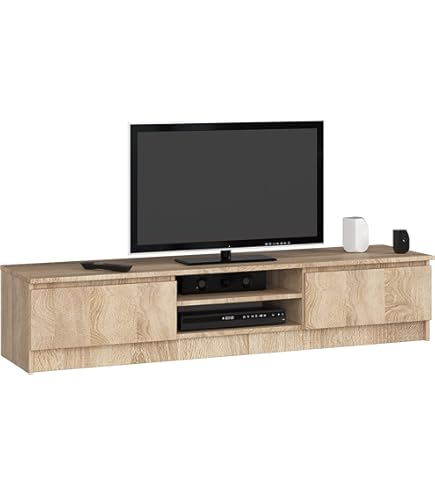 AKORD TV-kast, wit, 160 cm, 2 voordeuren in grafiet, grijs, 2 legplanken, 160 x 40 x 33 cm