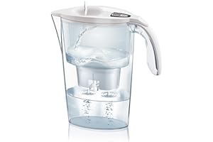 LAICA Stream Line Caraffa Filtrante - 2,3L - Bianca - Timer Digitale - 1 Filtri bi-flux Incluso, Preserva i Sali Minerali Utili all'Organismo e Riduce Cloro e Metalli Pesanti - Made in Italy