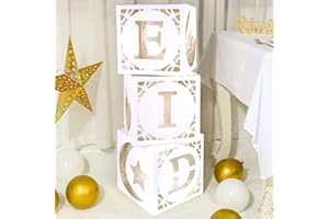 COLOFALLA 3 Boîtes Creuses Eid en Papier Blanc Décoration Eid Mubarak Accessoire Fête Musulmane Eid Cadeau Décoration Musulmane Fournitures