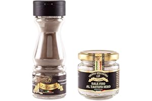 La Rustichella - Set de Sal Fina 110g & Trufa Negra en Polvo 50g Vegano, Sin Gluten, Sin Colesterol - Delicias Italianas