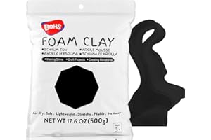 BOHS Black Modeling Foam Clay - Squishy,Soft, Air Dry -for School Project,Cosplay,Fake Bake, Slime Supplies-1.1 Lbs/ 500 Grams