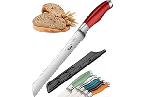 Orblue Coltello per Pane Professionale 20cm, Coltello da Cucina Seghettato, Ideale per Tagliare Pane a Fette, Apri Ostriche Incluso